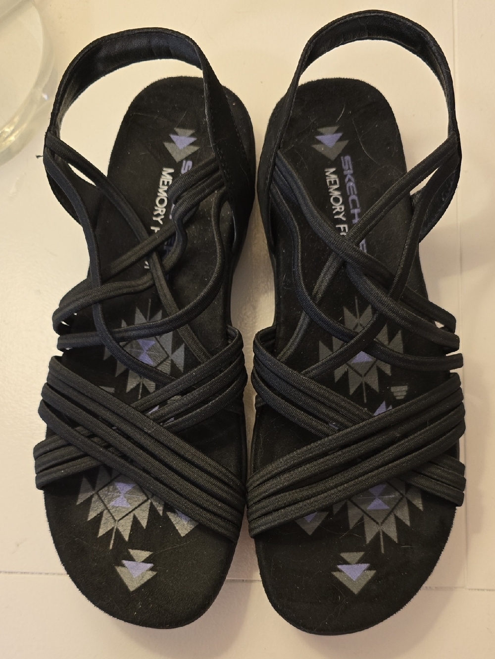 Skechers Black Strappy Memory Foam Sandals for Women